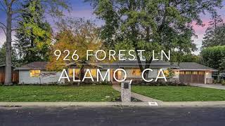 SOLD! 926 Forest Ln Alamo CA 94507 | Alamo Homes For Sale