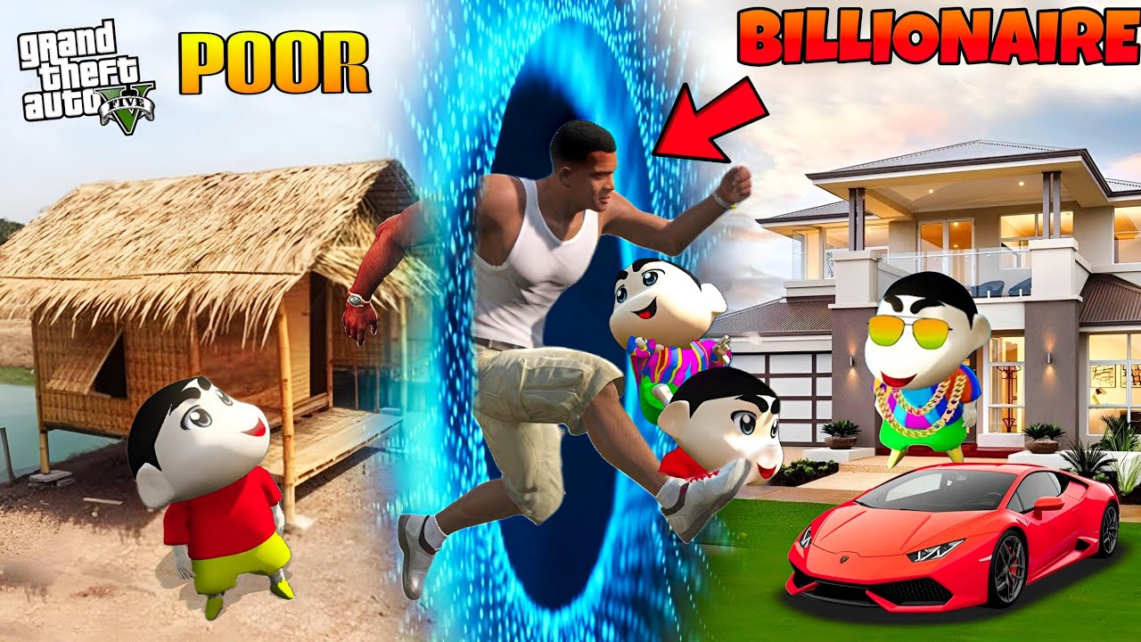 GTA 5 Franklin And Shinchan Found a SECRET Portal to Billionaire World in GTA 5! Bangla Gameplay
