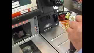 Self checkout at a New World grocery store in New Zealand