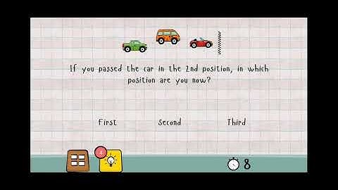 Logic Master 1 - Mind Twist Level 64 Solution | If you passed the car in the 2nd position