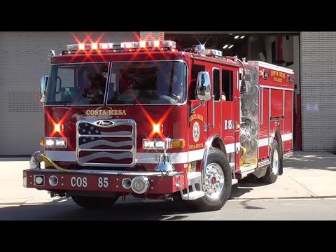 Engine 85 Rescue85 Costa Mesa Fire & Rescue *NEW* Engine 85 Responding - YouTube