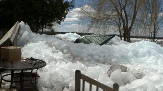 Ice chunks threaten homes near Mullet Lake as floodwaters freeze