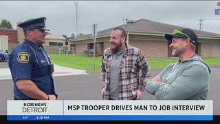 Michigan State trooper gives stranded driver ride to job interview