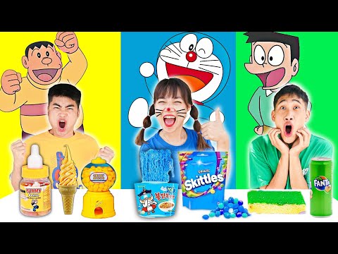 Hà Sam Thử Thách 24H Ăn Uống Theo Màu Sắc Các Nhân Vật Doraemon, Chaien Và Xeko Mỏ Nhọn