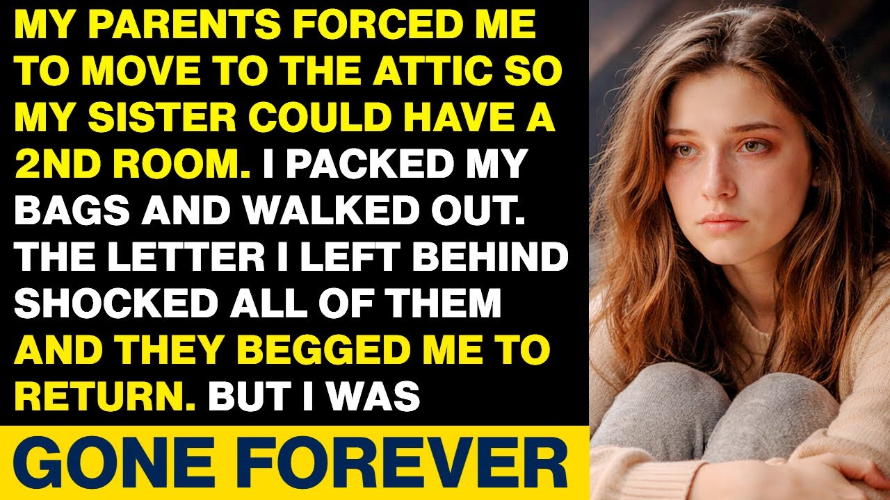 My Parents Forced Me To Move To The Attic For My Sister. I Moved Out. After They Found My Letter...