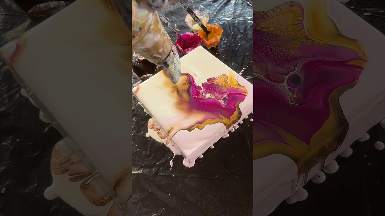 Turning paint into abstract petals 🌺 