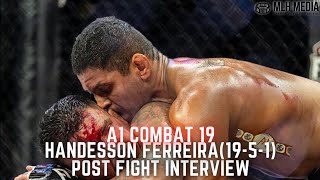 A1 Combat 19 Post Fight Interview | Handesson Ferreira Talks Middleweight Title Win & More!