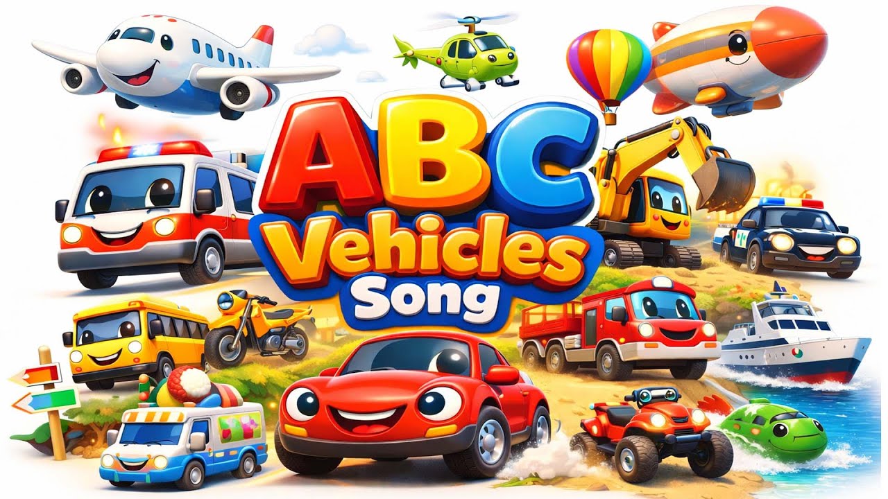 ABC Vehicles Song 🚗🚑✈️ | Ultra 3D 4K Cartoon Alphabet Learning for Kids