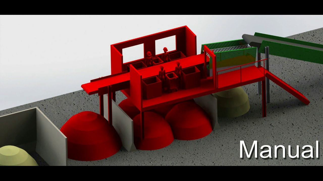 Example of a partly automized paper-cardboard sorting line In Germany