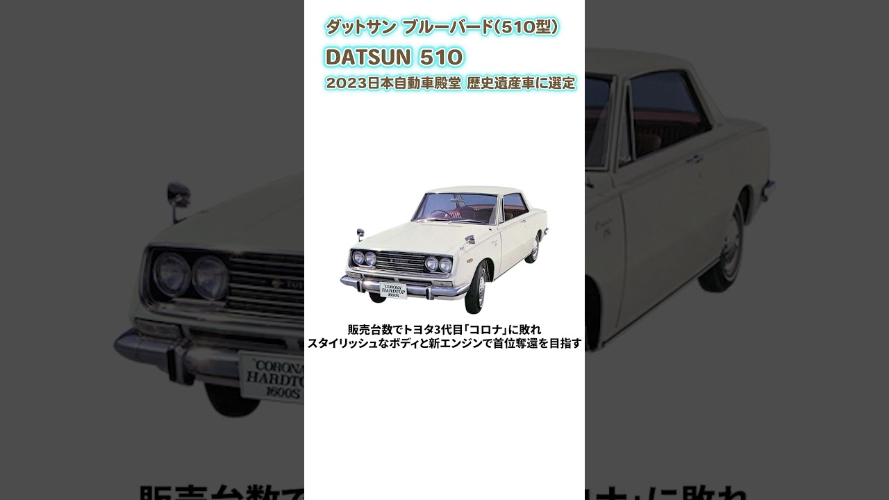 ダットサン ブルーバード（510型）／DATSUN 510」が「2023日本自動車
