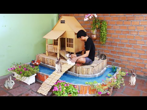 Cómo construir una hermosa casa para conejos con jardín y estanque de peces