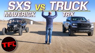 Which Is ACTUALLY Quicker? 2021 Ram TRX vs. Can-Am Maverick X3 Turbo RR On AND Off-Road Drag Race
