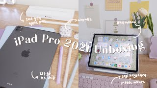 iPad Pro 2021 11' & accessories unboxing (space gray, 256GB, M1 chip) + iPadOS 15 customization ☁️