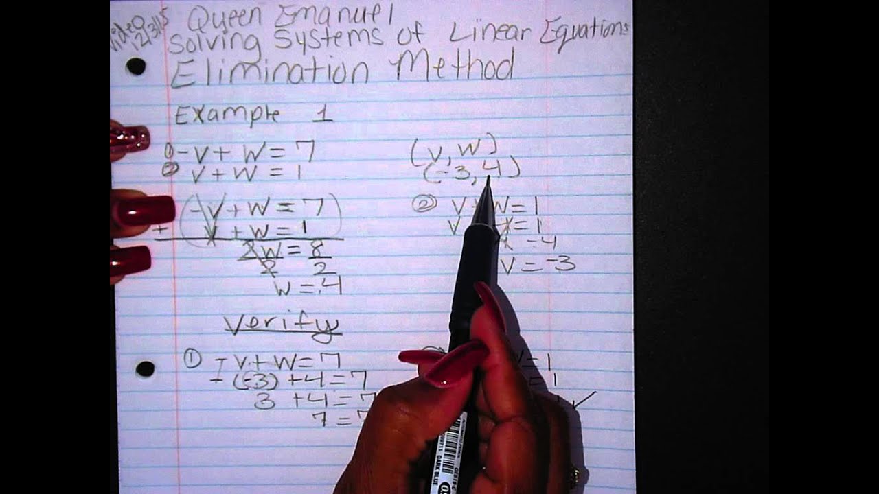 Algebra - Elimination Method Solving Systems 2 variables Part 1 - YouTube