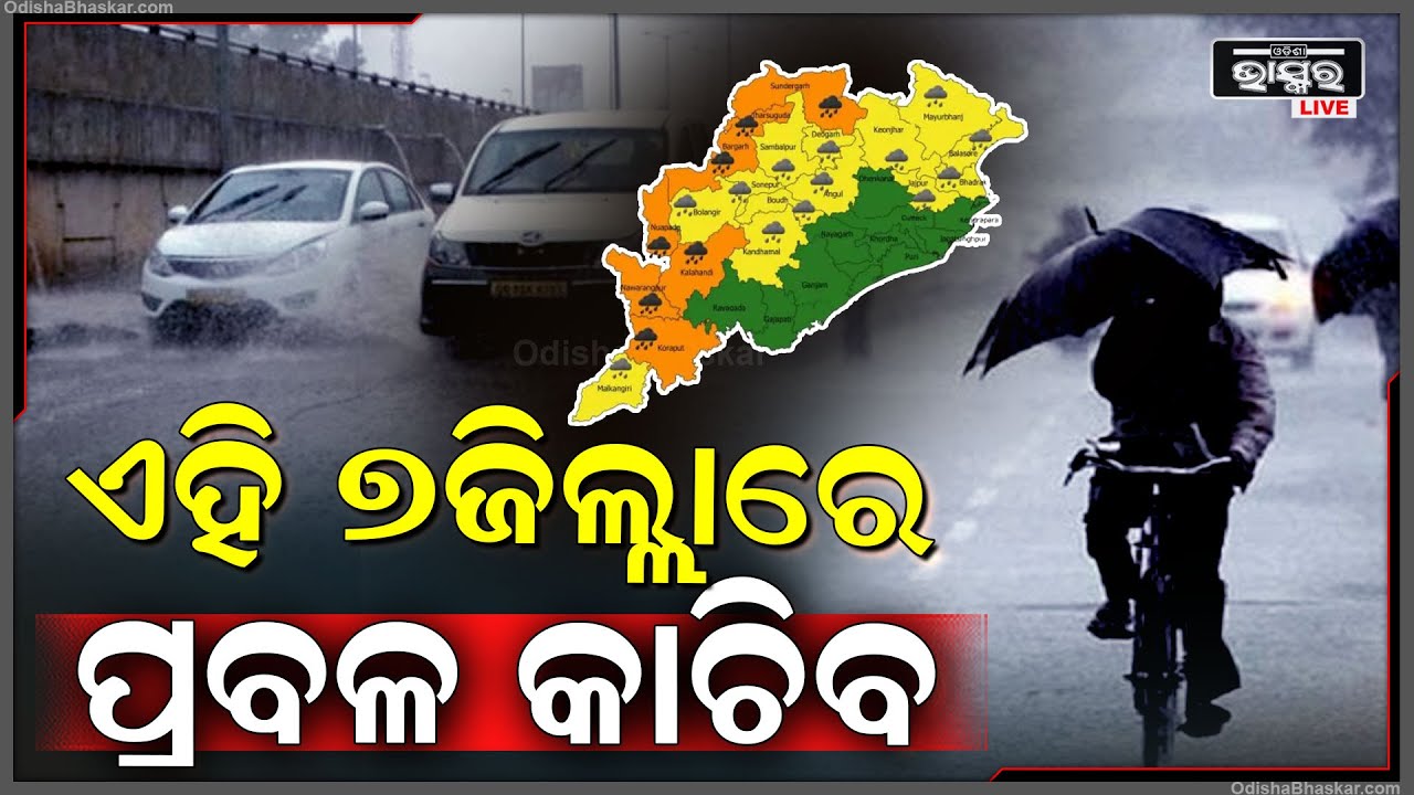 7 ଘଣ୍ଟା ଗୁରୁତ୍ୱପୂର୍ଣ...ସତର୍କ ରହିବାକୁ ପରାମର୍ଶ ଦେଲା ଆଞ୍ଚଳିକ ପାଣିପାଗ ବିଭାଗ...ଏହି 7ଜିଲ୍ଲାରେ ପ୍ରବଳ କାଚିବ