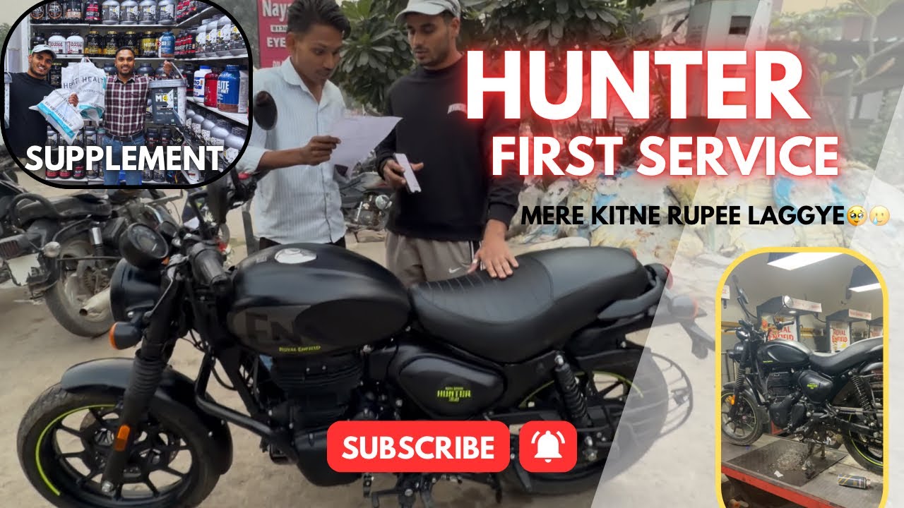 Royal Enfield Hunter 350 First Service Cost & Review | Supplement Shopping Vlog 🚀