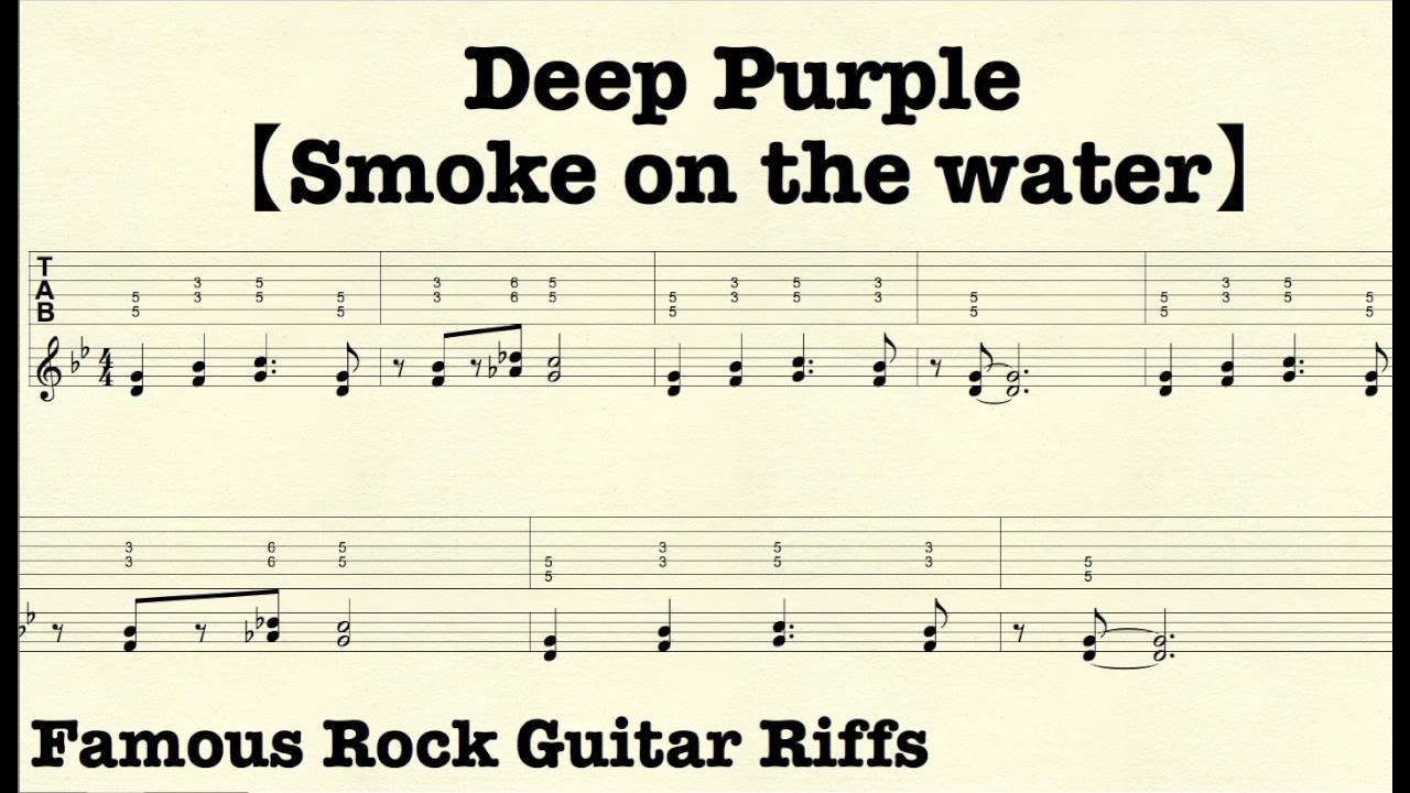 Famous Rock Guitar Riffs with TABs(Smoke on the water)Deep Purple - YouTube...