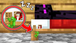 : Mikey and JJ Built a House inside Endermans BED in Minecraft (Maizen)