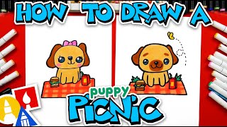 how to draw a puppy picnic