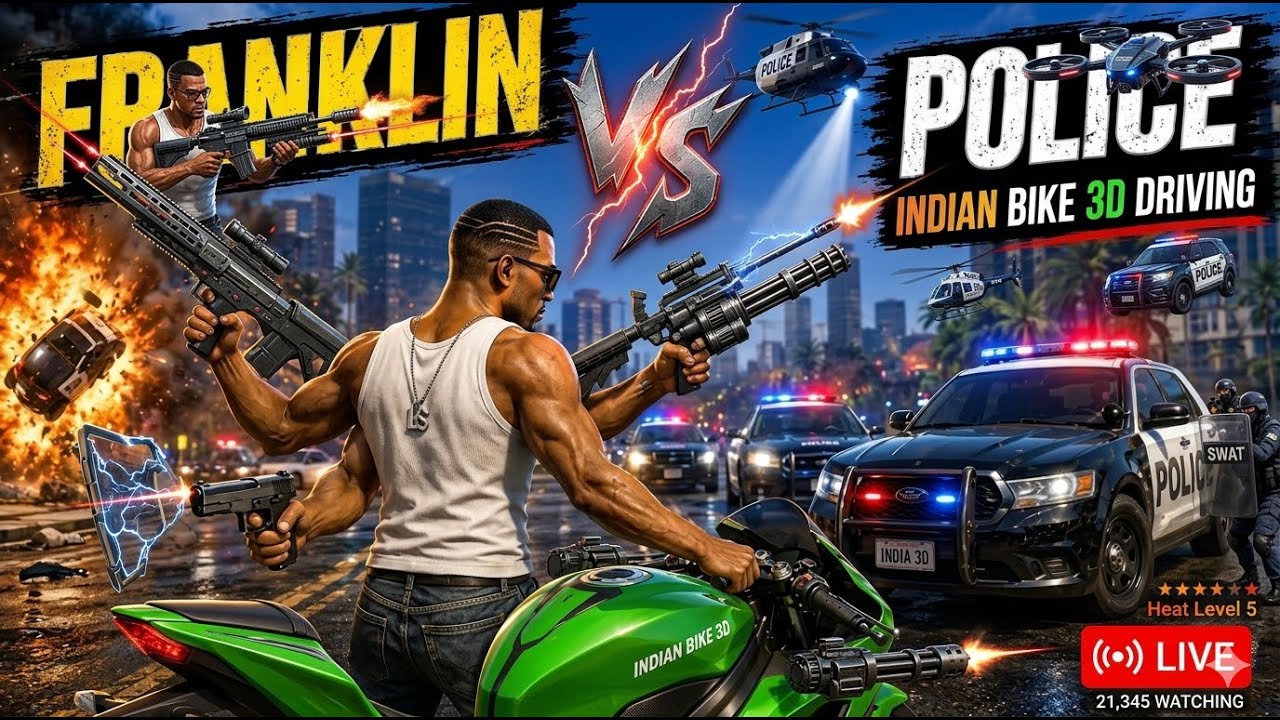 FRANKLIN VS POLICE 🚓 🚨 IN INDIAN BIKES DRIVING 3D!