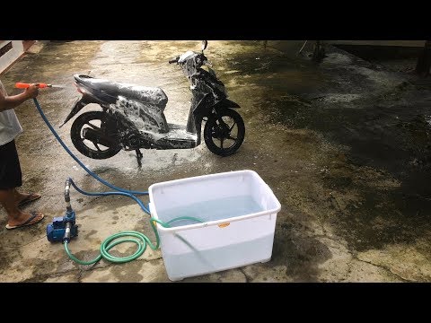 MERAKIT alat CUCI MOTOR menggunakan MESIN POMPA AIR. 