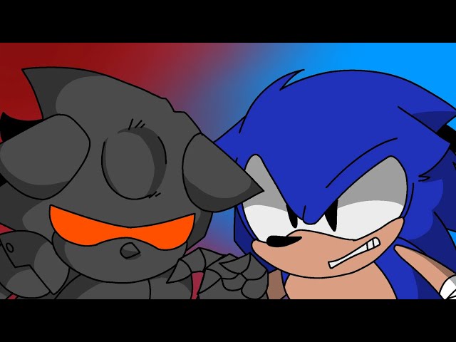 Starved metal sonic trying to steal starved eggman from sonic 