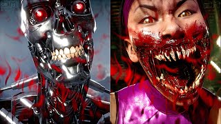 MK11 Endoskeleton VS All DLC Real Victory Poses (Side by Side Comparison)