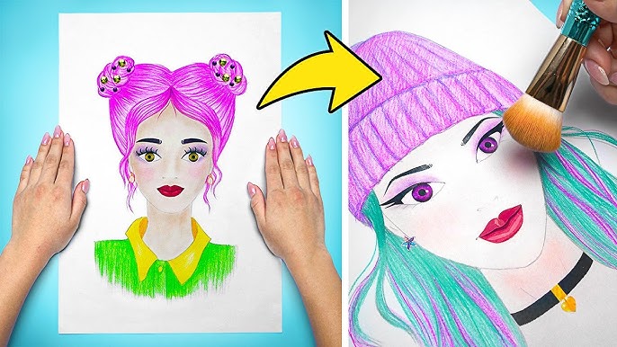 Cortando o cabelo da boneca de papel/maquiagem e limpeza de pele 