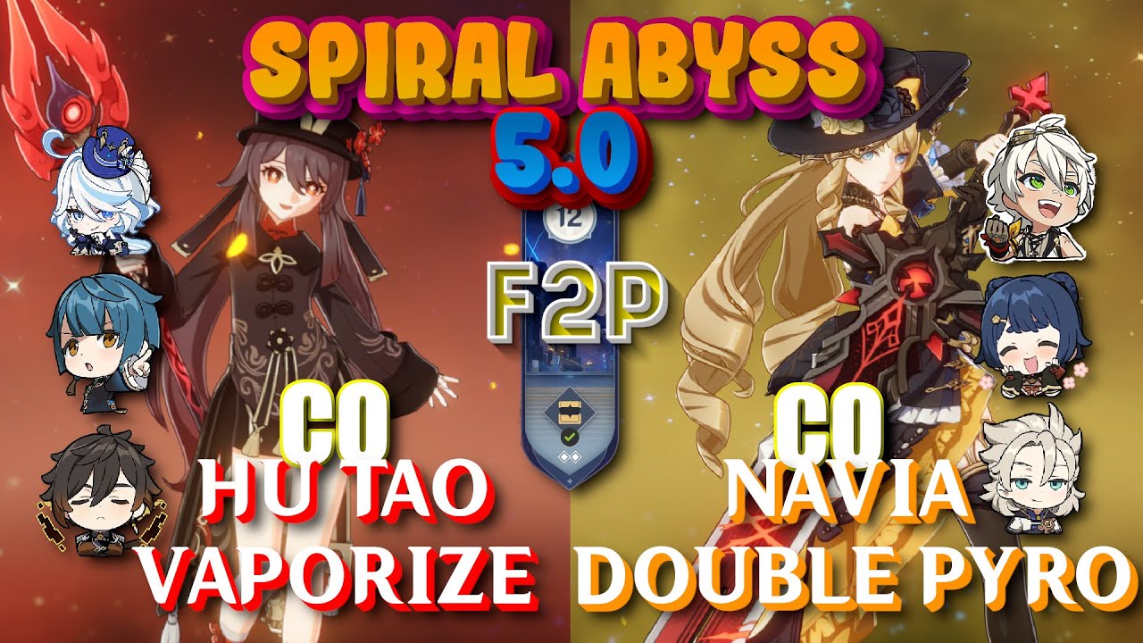 🔥 C0 Hu Tao Vaporize And C0 Navia Double Pyro | NEW Spiral Abyss 5.0 Floor 12 | Genshin Impact