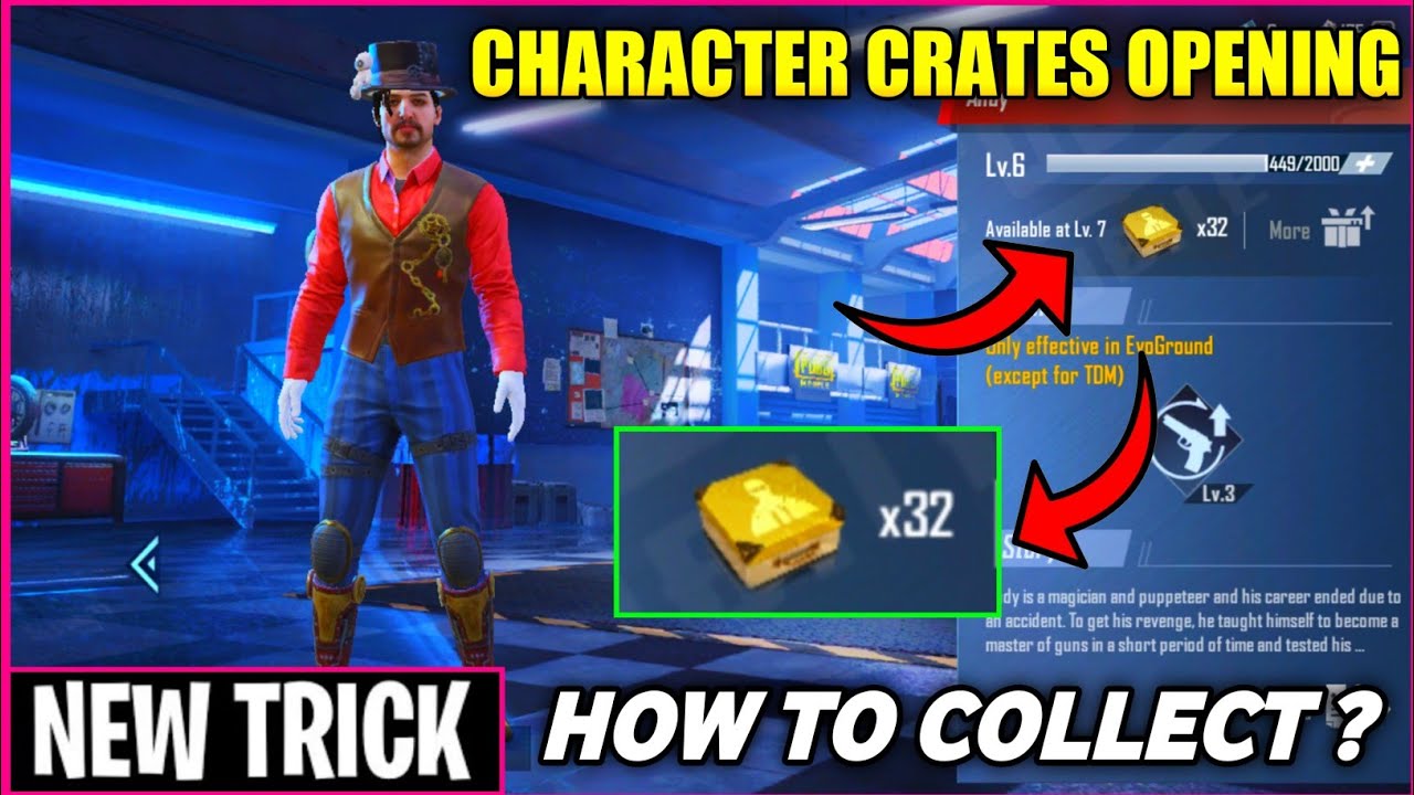 ANDY CHARACTER CRATES OPENING IN PUBG MOBILE || HOW TO COLLECT CHARACTER CRATES IN PUBG MOBILE
