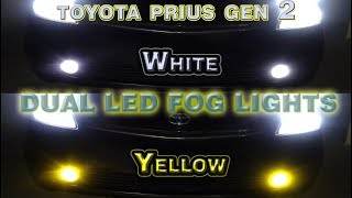 Dual color white and yellow LED fog lights on Toyota Prius Gen 2 2004-2009 NHW20
