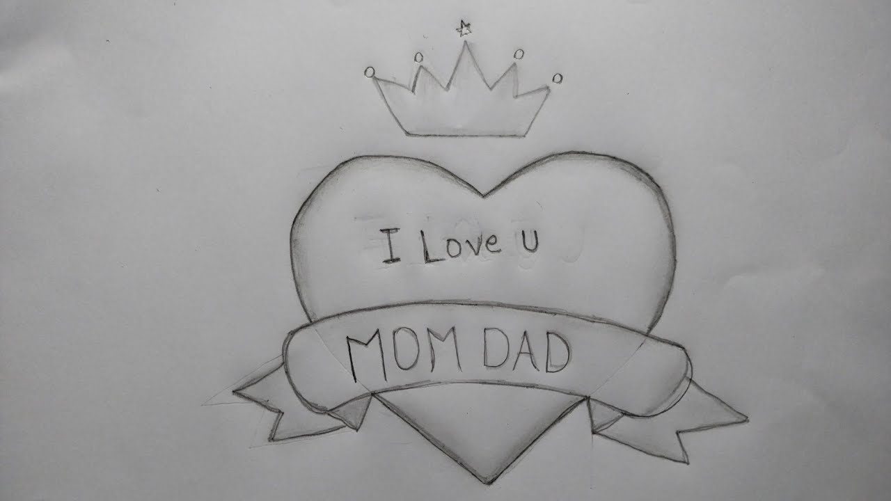 MoM Dad Drawing Easy II MoM DaD drawing easy step by step ll pencil ...