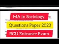 MA in Sociology Question Paper 2023 l RGUCET 2023 l CUET Sociology Question Paper 2023
