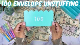 UNSTUFFING THE 100 ENVELOPE SAVINGS CHALLENGE | CASH STUFFING MY SINKING FUNDS | MONEY COUNT