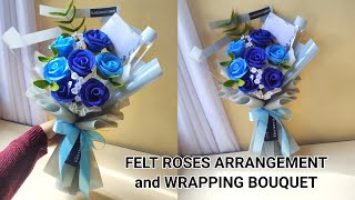 CARA MERANGKAI DAN MEMBUNGKUS BUKET BUNGA FLANEL | FELT FLOWERS  ARRANGING AND WRAPPING BOUQUET