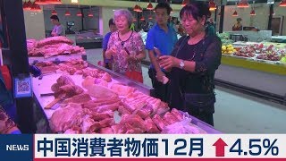 中国12月の消費者物価は4.5%上昇