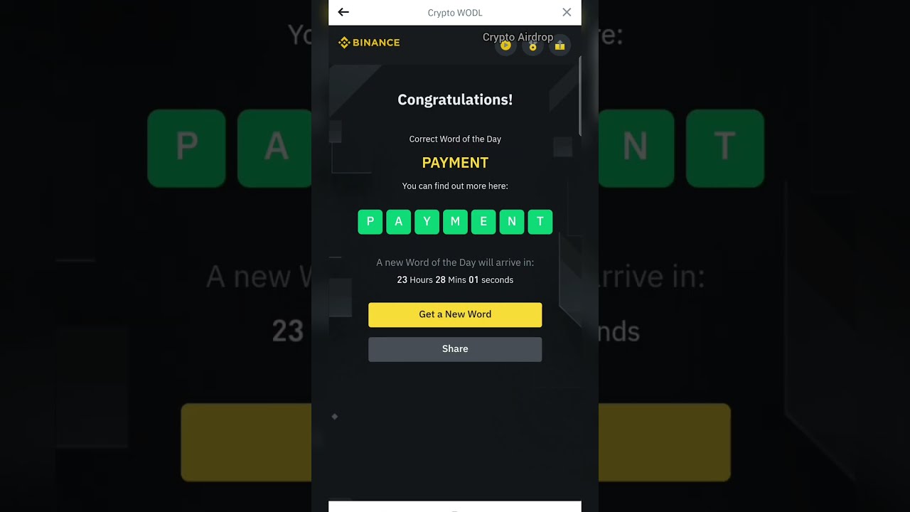 Binance Crypto WODL 7 Letters Answer Today | Word Of The Day | Beyond  Borders Theme - YouTube