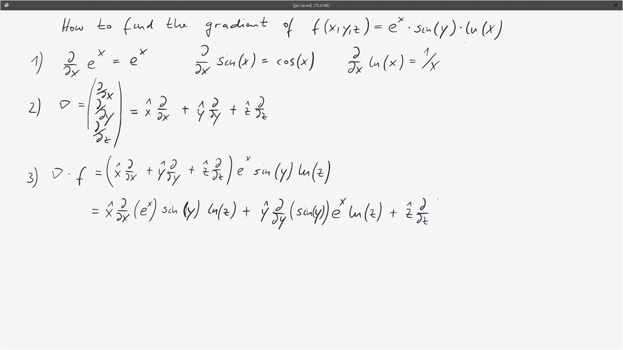 How To Find The Gradient Of F X Y Z Exp X Sin Y Ln Z Youtube