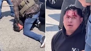 Video shows California man bleeding while being detained during apparent raid by federal agents