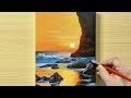 Sunset Seascape Painting / Easy Acrylic Painting for Beginners