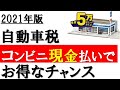 【2021年】自動車税をコンビニ現金払いの人は必見!最高5万円相当がもらえるキャンペーンを紹介。