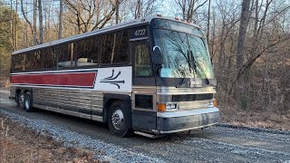 Jesus take the wheel on this ex church bus as it gets a full inspection.  Mci bus rv conversion