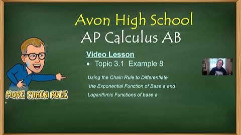 Avon High School  - AP Calculus AB - Topic 3.1 - Example 8 (Chain Rule with a^u and log (base a) u)
