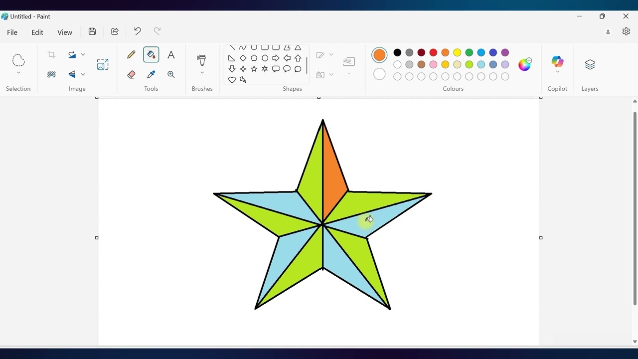3D Star Drawing for Kids | Colorful 3D Art Fun | MS Paint Creative Tutorial