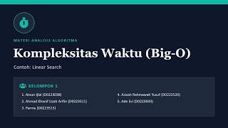 KOMPLEKSITAS WAKTU (BIG-O) | LINEAR SEARCH | ANALISIS ALGORITMA
