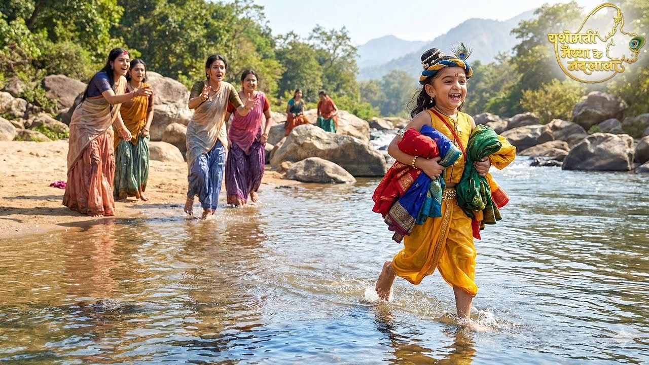 बाल कान्हा ने नदी में नहा रही गोपियो के वस्त्र लेके भागे | Yashomati Maiyya Ke Nandlala