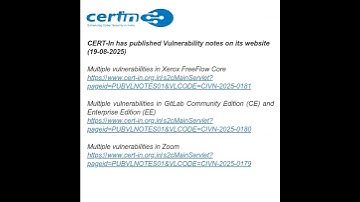 CERT-In has published Vulnerability notes on its website (19-08-2025)