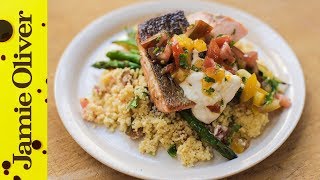 PanFried Salmon with Tomato Couscous | Jamie Oliver