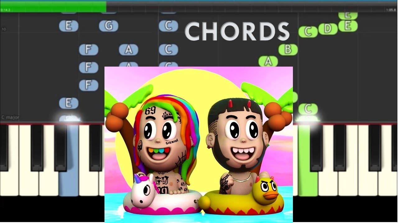 6ix9ine Bebe Ft Anuel Bebe Easy Piano Tutorial With Chords Youtube