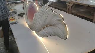 Censlighting - 2-In-1 Graceful 3D Feather Shape Wall Lamp Decor With Clock Remote Set - Product